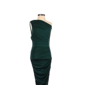 PrettyLittleThing One-Shoulder Dark Green Dress
